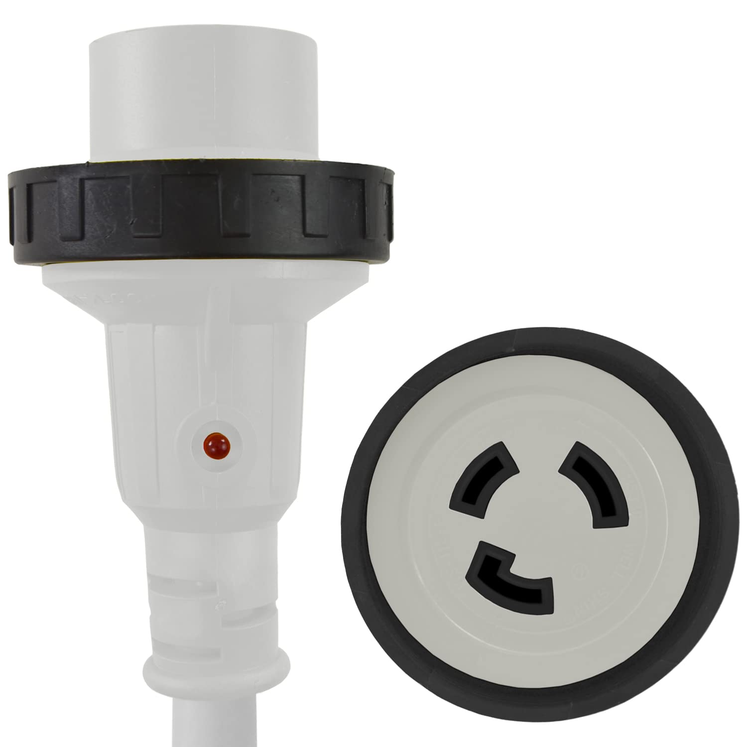 Conntek 17101 025Re Marine Shore Power 30 Amp Cordset With Light Indicator (White, 25 Feet)