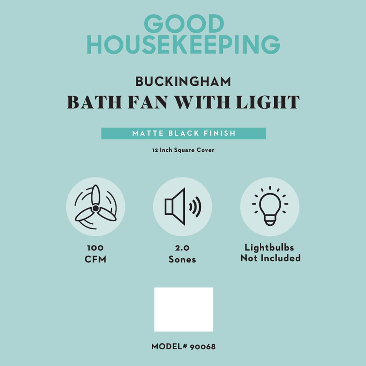 Good Housekeeping Buckingham (90068) Decorative 100 Cfm 2.0 Sones Bathroom Ventilation Exhaust Fan With Light & Night Light (Mat