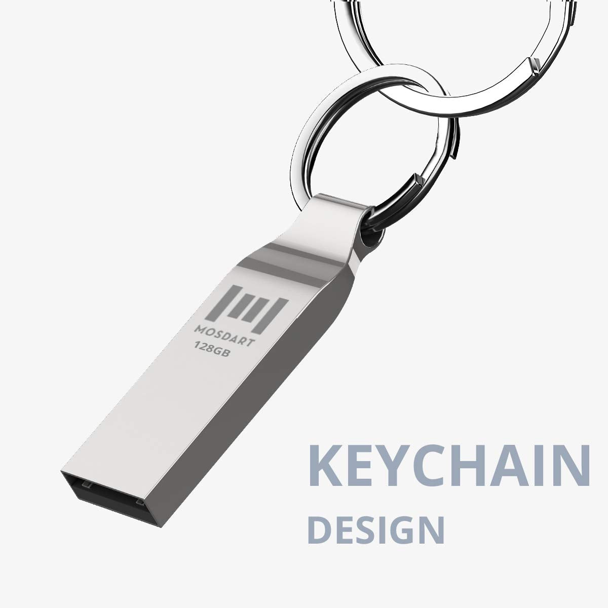 Mosdart 128Gb Usb 2.0 Flash Drive Metal Thumb Drive With Keychain 128 Gb Waterproof Jump Drive 128G Exfat Memory Stick For Stora