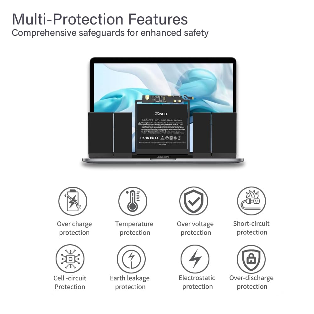 Xinglt A1706 Replacement Battery For Macbook Pro, A1819 Battery For Macbook Pro 13 Inch Laptop A1706(Late 2016 Mid 2017) 49.2Wh