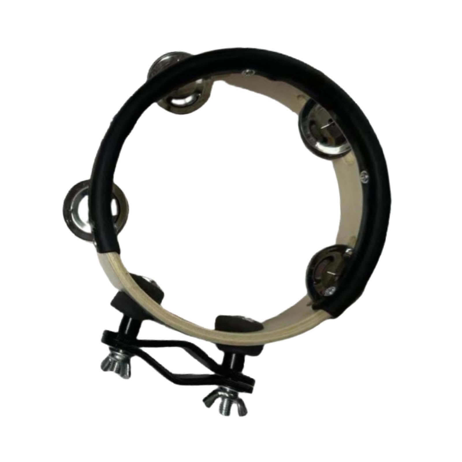 FABLOFT Percussion Jingle Tambourine Dance Compact Wedding Party Handheld Tambourine Beige