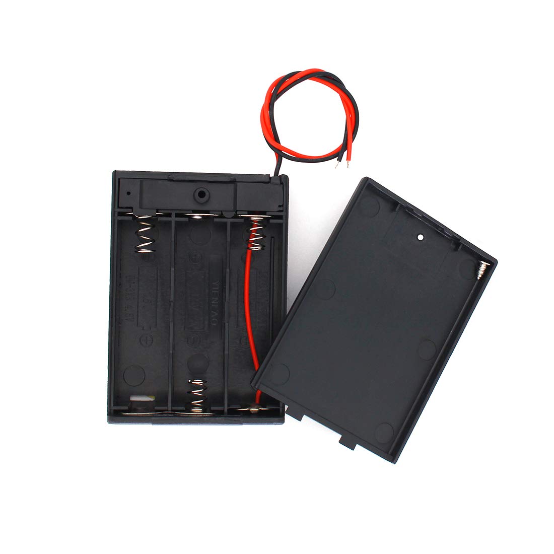 Olirexd 3 Aa Battery Holder With On/Off Switch Screw Cap And Wire Leads Storage Case Cover Cord Cable Clips Cell 4.5V Battery Bo