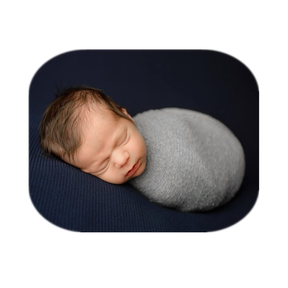 Coberllus Newborn Baby Photography Props Long Ripple Stretch Wrap Blanket Cloth For Boys Girls Photo Shoot (Light Gray)