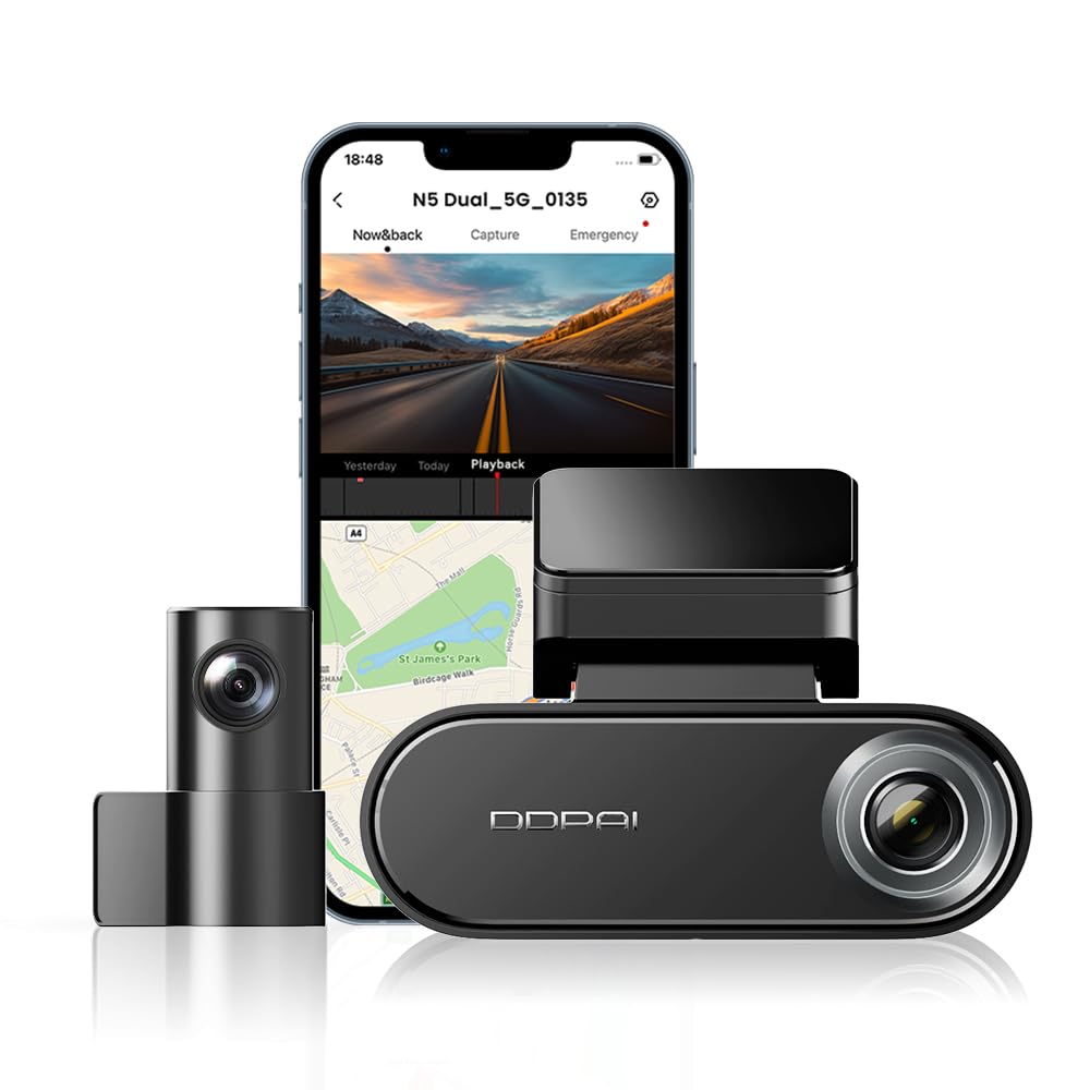 Ddpai 4K Car Dash Cam Front And Rear 2160P+1080P Dashcam Built In 32G Emmc Voice Control Adas 5G Wifi Gps G Sensor With App Cont