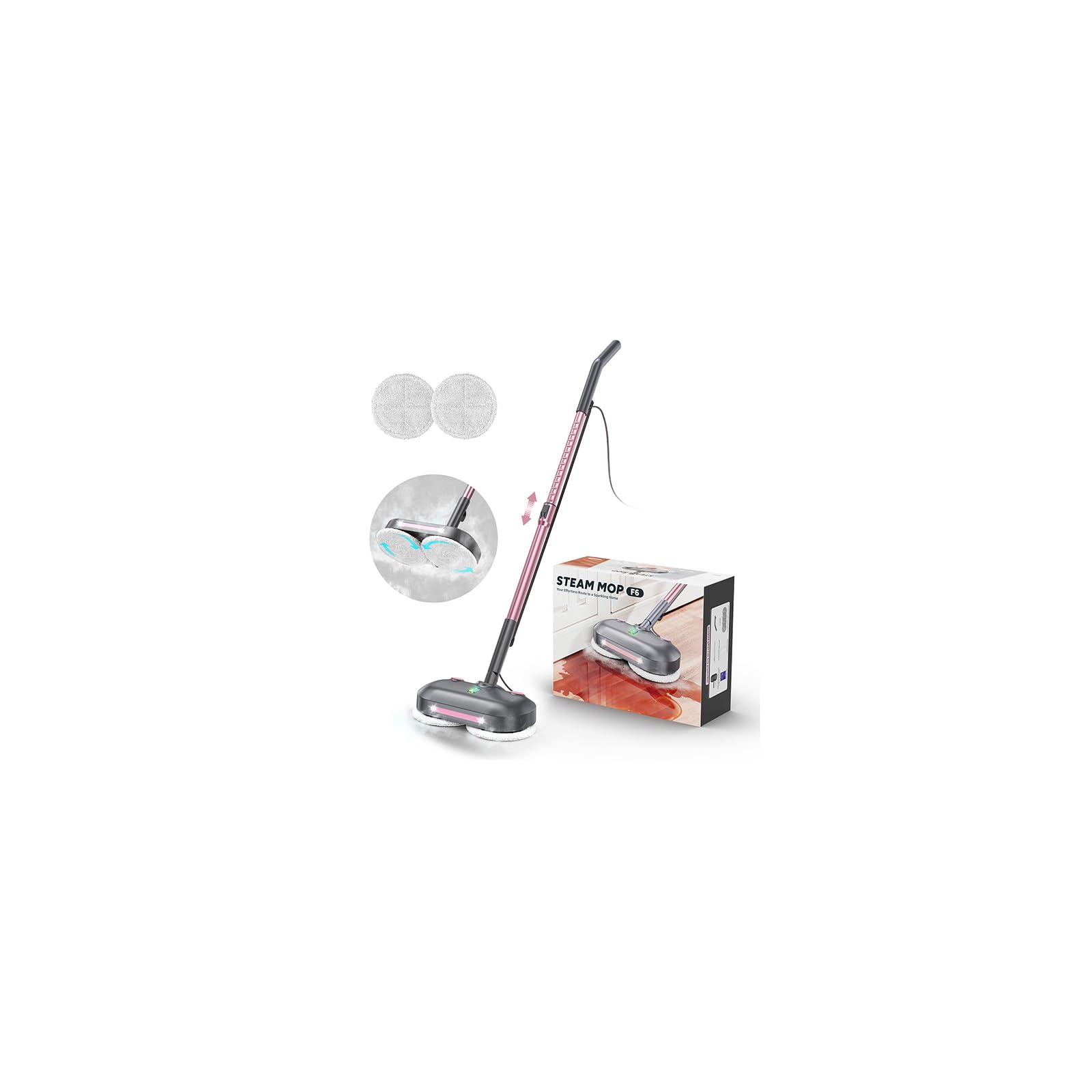 Scrubbing Steam Mop with Rotating Pads for Floor Cleaning,Steam Cleaner F6