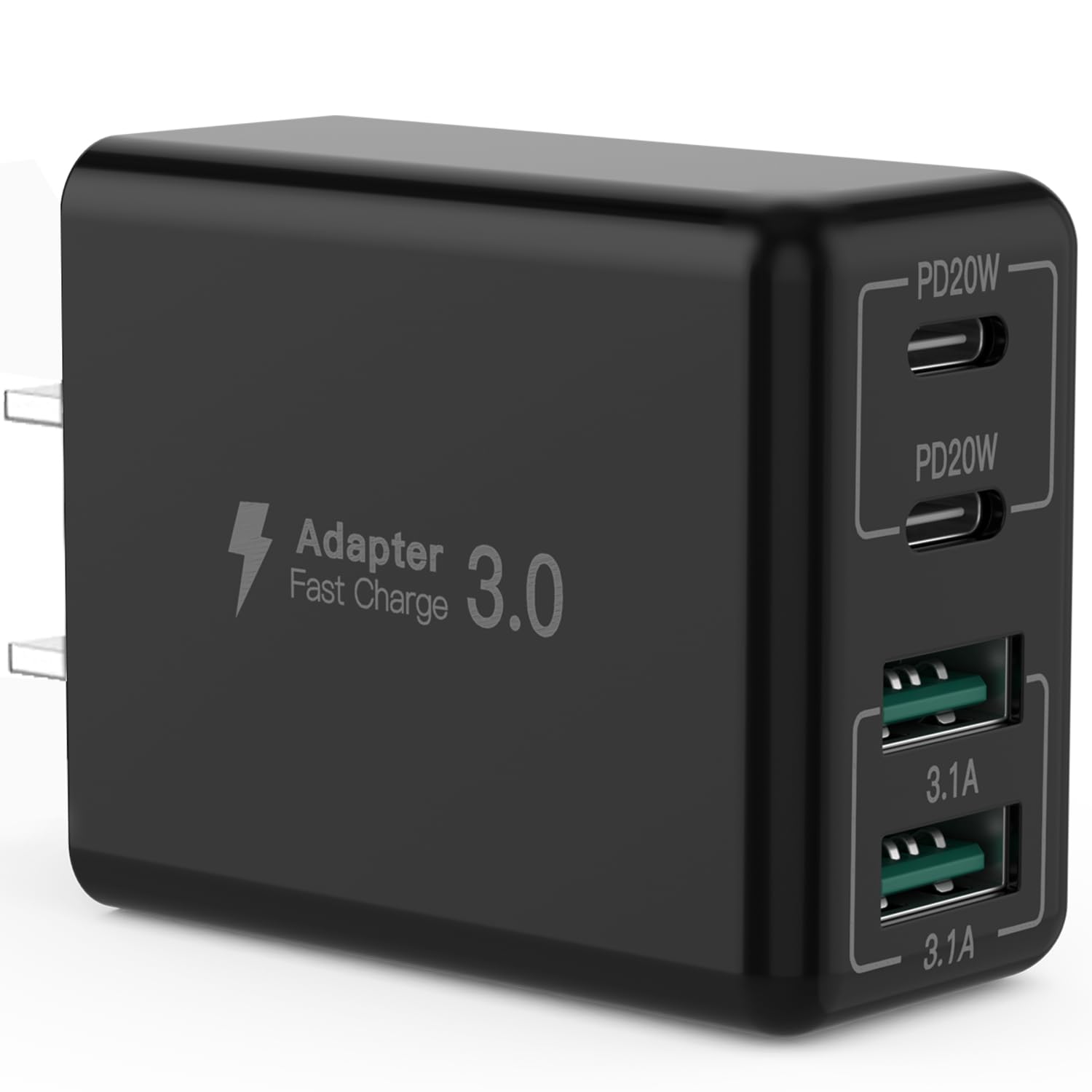 Sccvee Usb C Wall Charger, 40W 4 Port Usb C Charger Block, Fast Charging Block Dual Port Pd+Qc Wall Plug Multiport Type C Compat