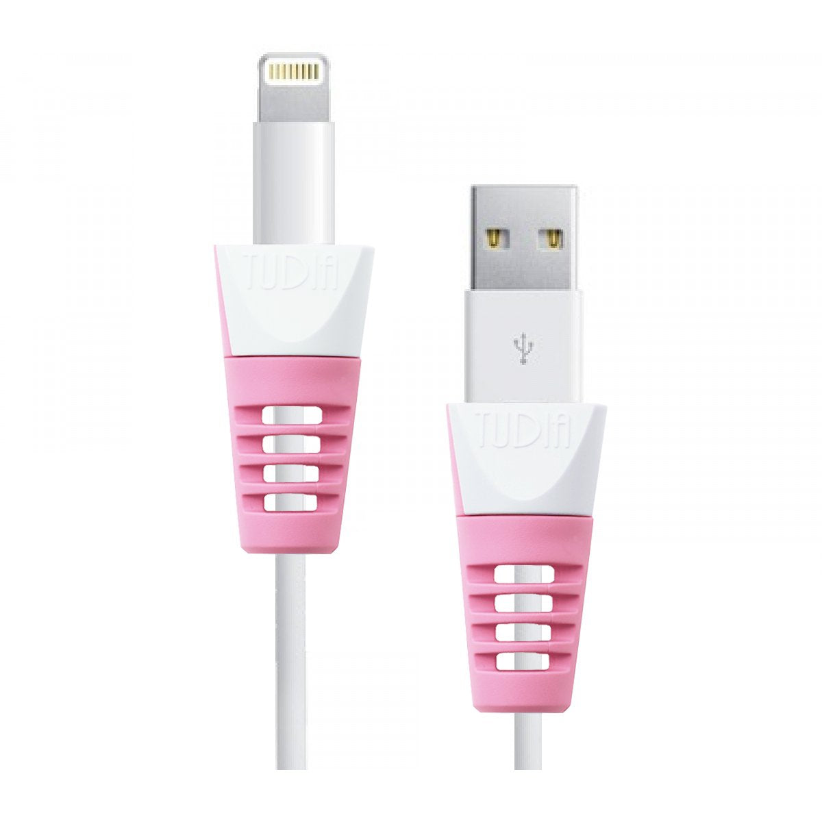 TUDIA [Klip] Snap On Charging Cable Cord Saver Protector Compatible with iPhone, iPad, iPod - Pink