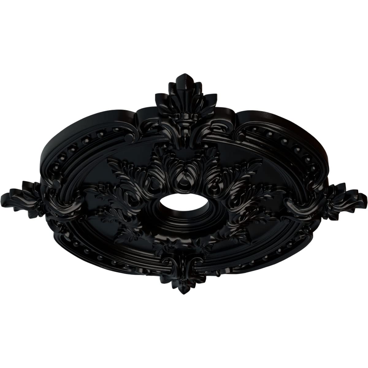 Ekena Millwork Cm28Beblf Benson Classic Ceiling Medallion, 28 3/8''Od X 3 3/4''Id X 1 5/8''P, Hand Painted Jet Black