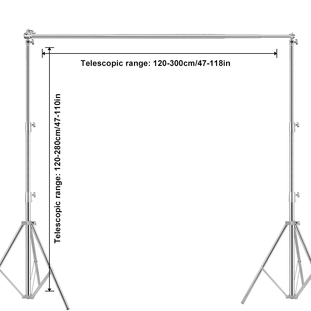 Stainless Steel Backdrop Stand 9.5Ftx10Ft Photo Stand For Backdrop Video Adjustable Background Support Stands For Portrait & Stu