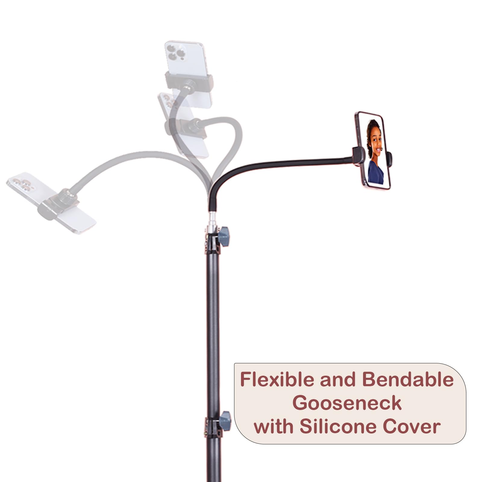 Haitent Phone Floor Tripod Stand,7.2 Feet Retractable Adjustable Gooseneck Cell Phone Tall Tripod Stand For Iphone 12 Pro Max,Ip