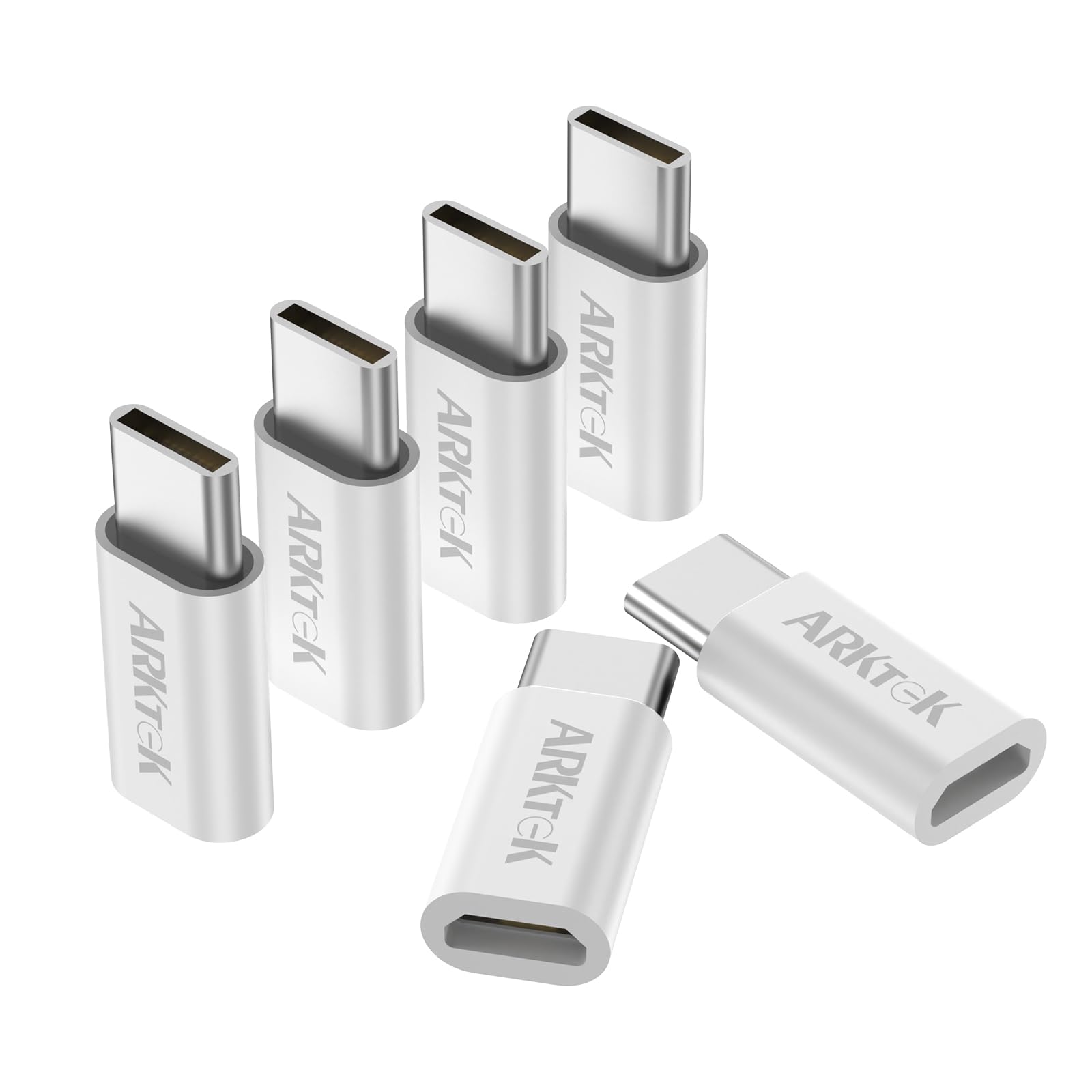 ARKTEK 6 Pack USB-C Male Micro USB Female Adapter Type C Adapter Fast Data Transfer & Charging Universal Compatible for iPhone 1