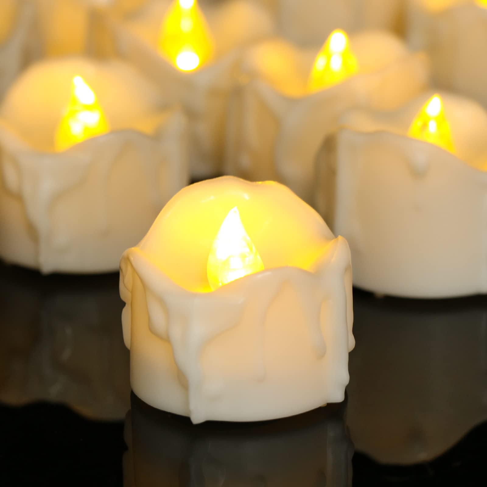 Pchero Tea Lights Candles With Timer, 12 Packs Flickering Flameless Led Tealights Battery Operated Electric Votive Candles For C