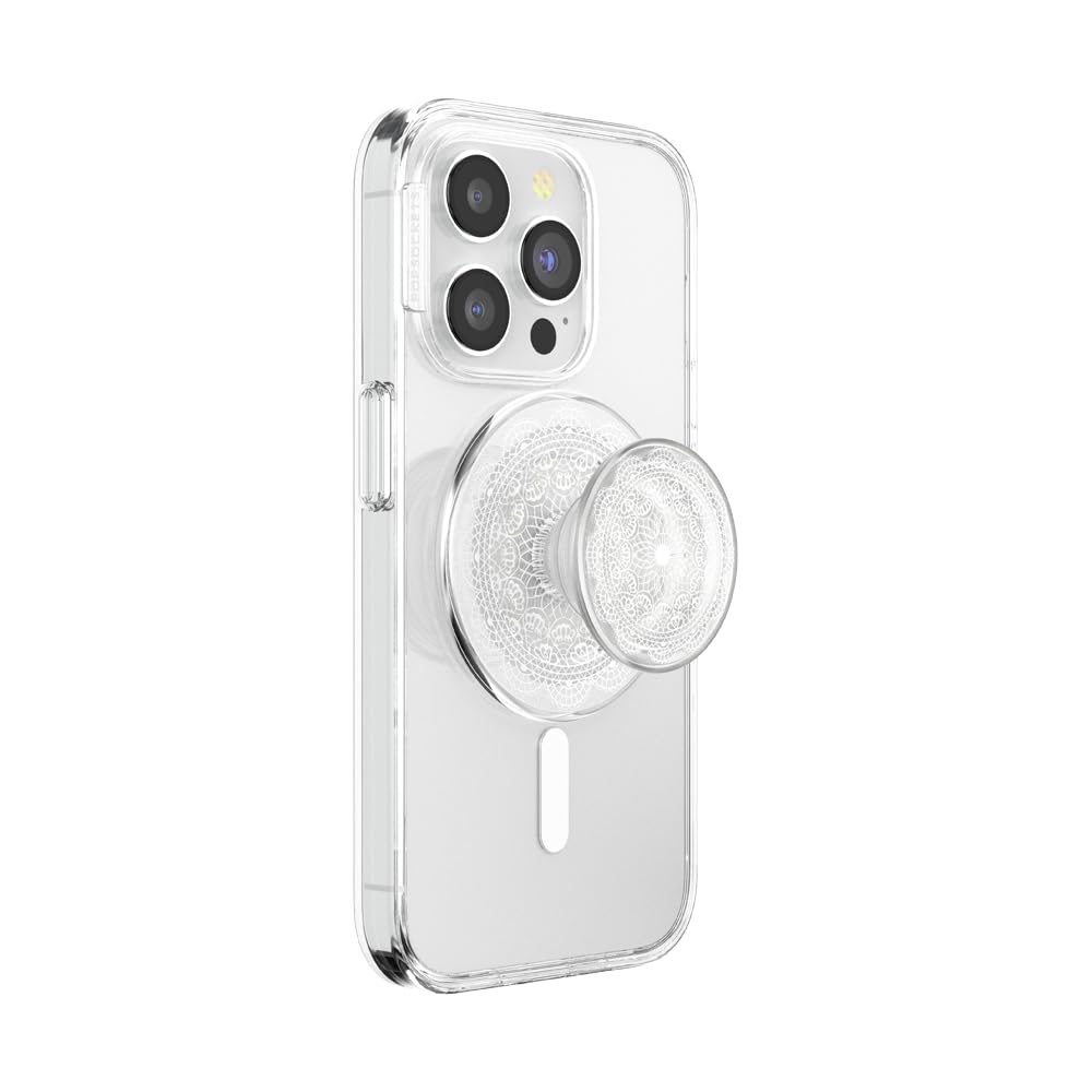 PopSockets Phone Grip for MagSafe, Magnetic Holder, Phone Stand, Clear - Doily Life