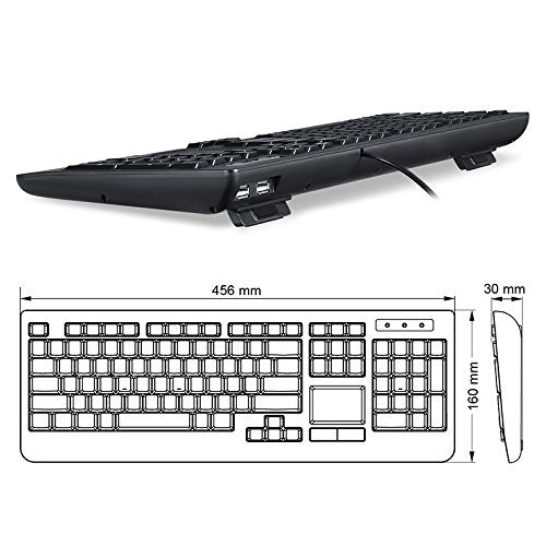 Perixx Periboard 313 Wired Usb Backlit Keyboard With Touchpad, Full Size Layout, 3 Level Led Backlit Design, Black, Us English L