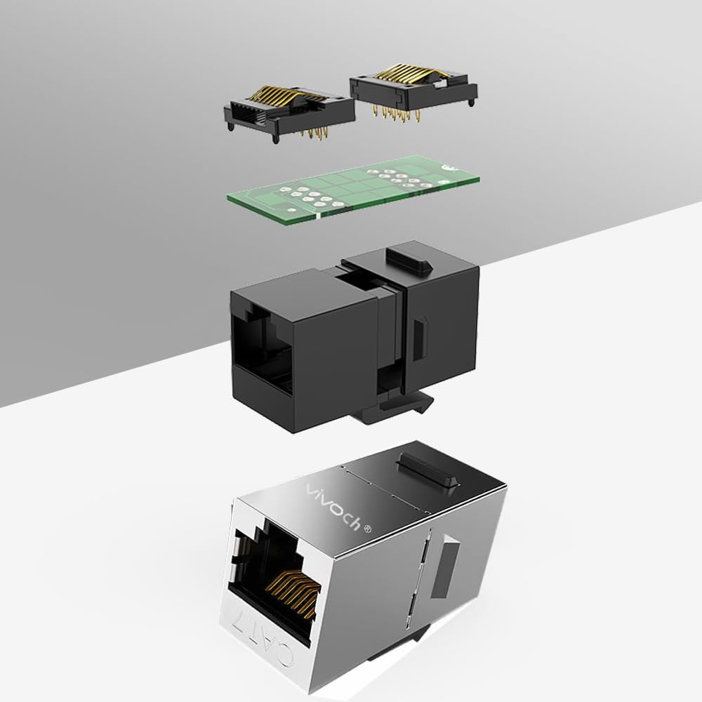 Vivoch 5 Pcs Cat7 Keystone Coupler, Cat7 Keystone Jack Inline Coupler Sheilded Rj45 8P8C Cat7/Cat6A Up To 10Gbps For Ethernet La