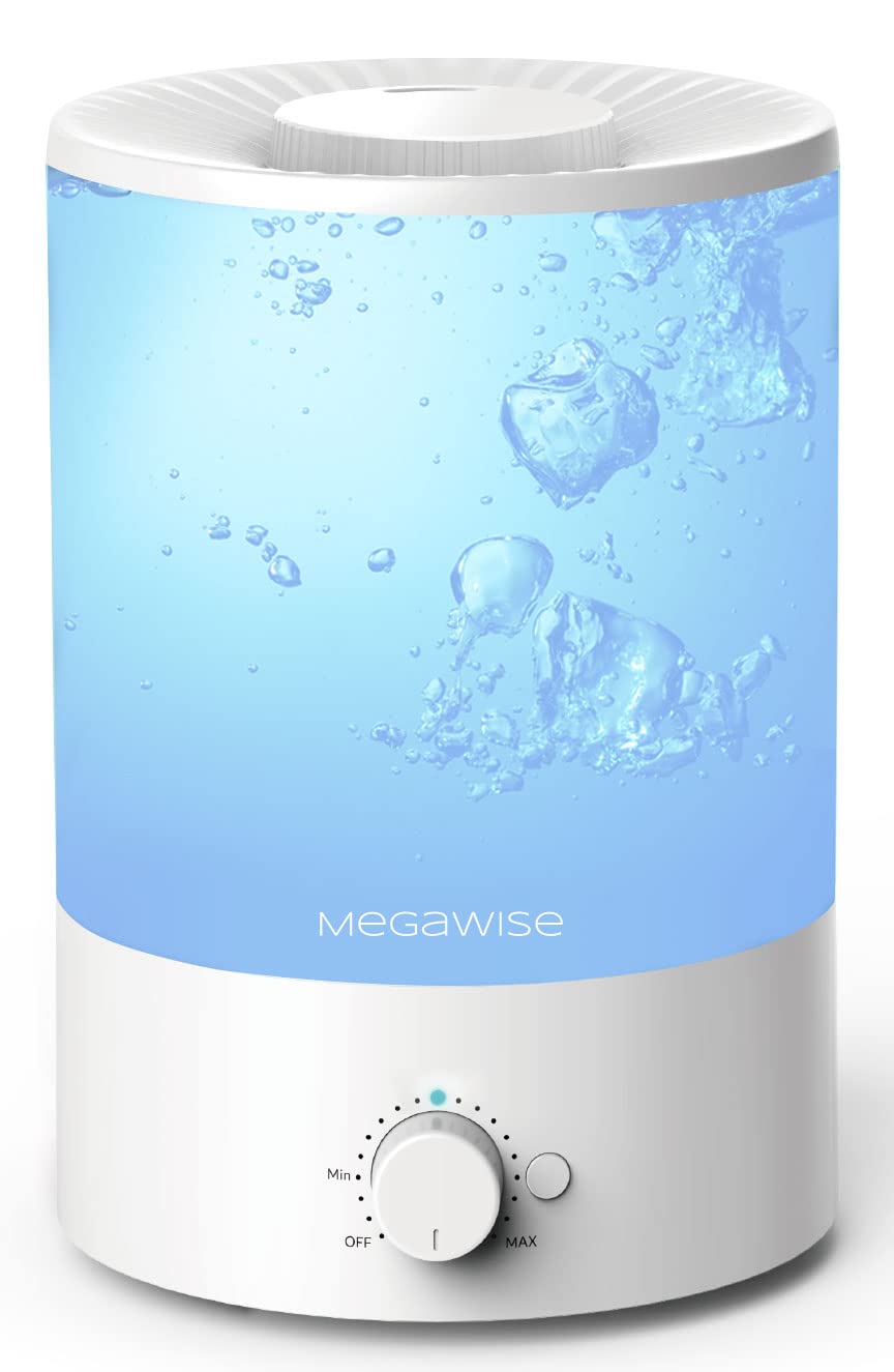 Megawise Healthy Top-Refill Cool Mist Humidifiers For Bedroom, 24Db Ultrasonic Air Vaporizer With Water Filter For Baby [Pp Mate