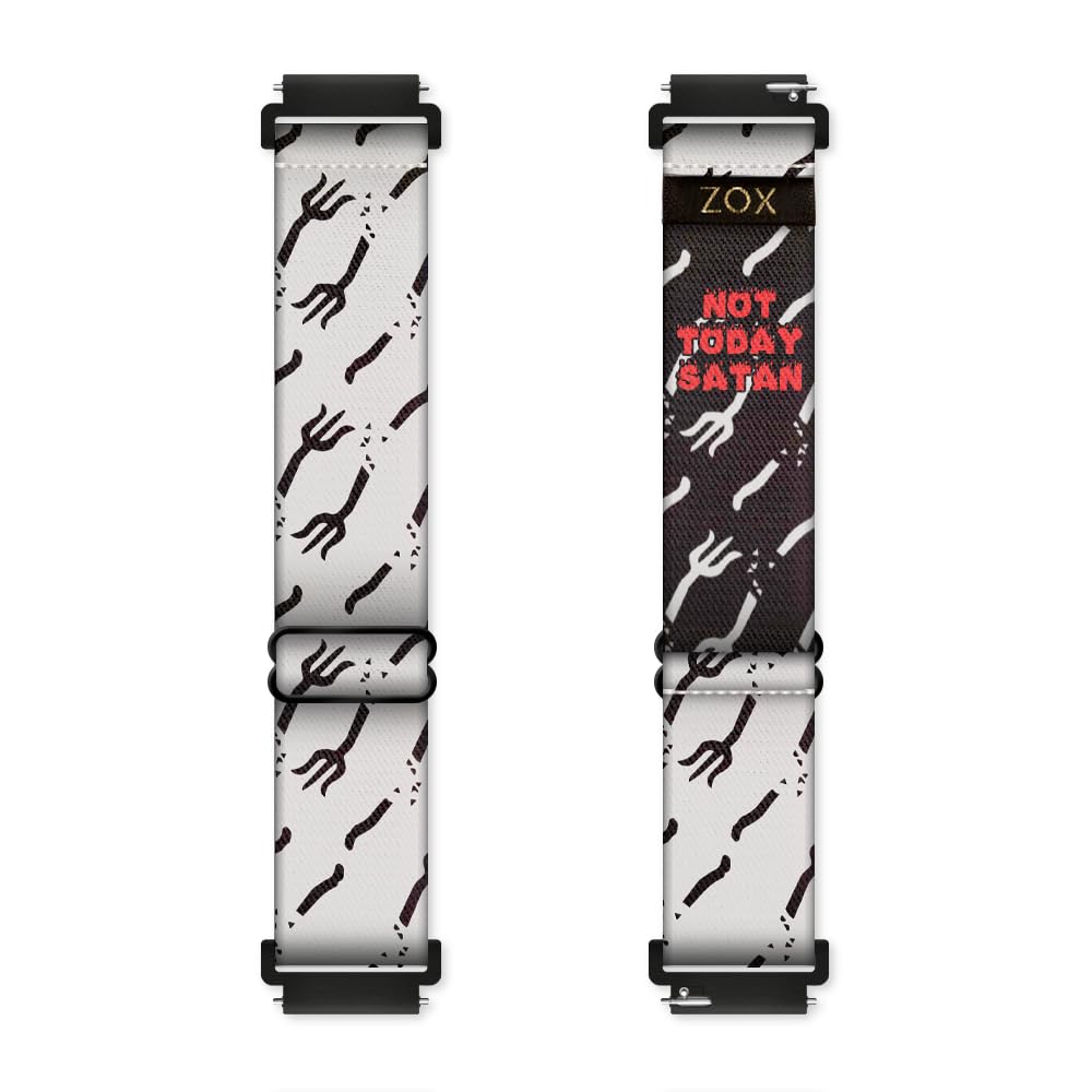 Zox Android Smart Watch Band - Not Today, Satan | Soft, Adjustable Elastic Band With Motivational Affirmations And Beautiful Art