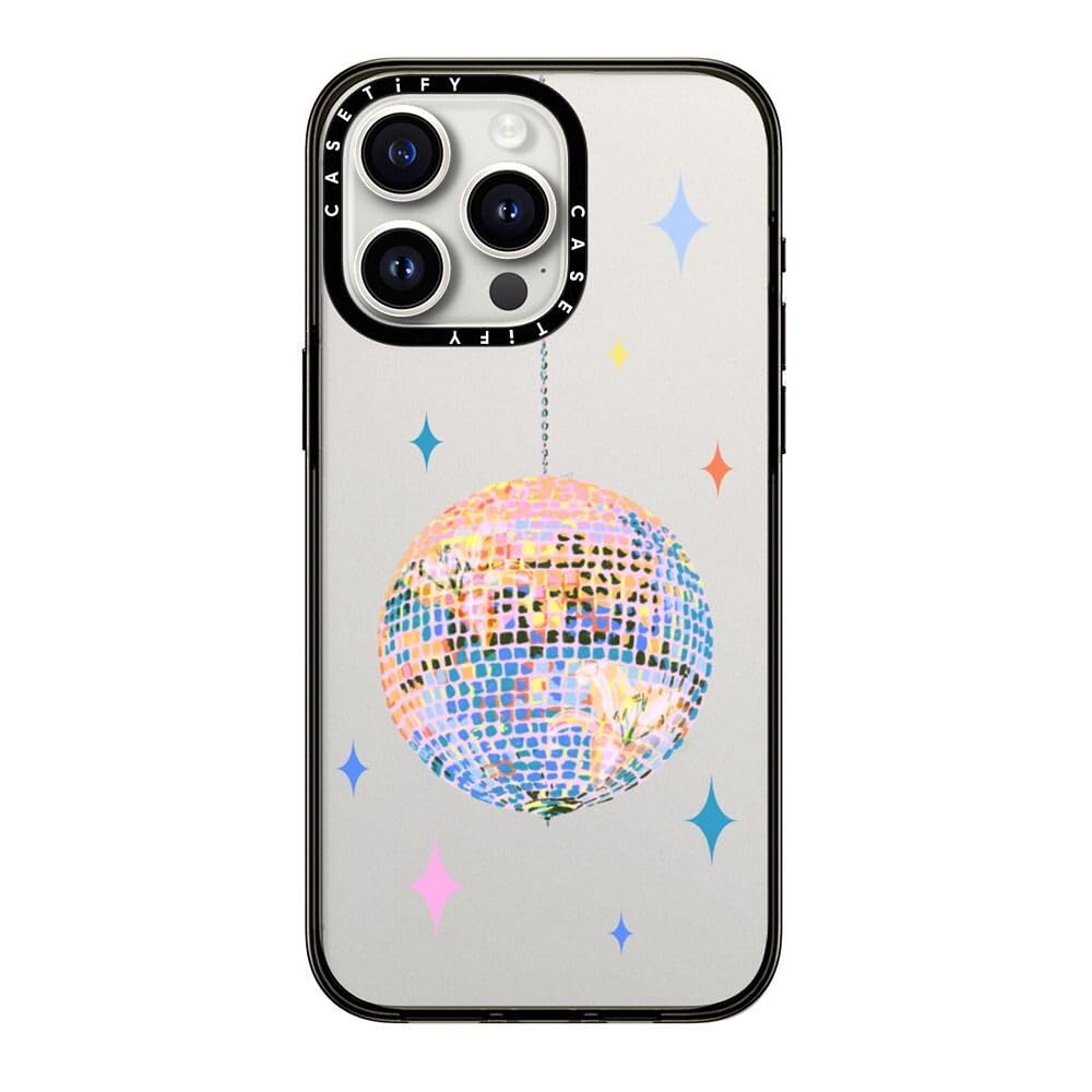Casetify Compact Case For Iphone 15 Pro Max [2X Military Grade Drop Tested / 4Ft Drop Protection]   Disco   Clear Black