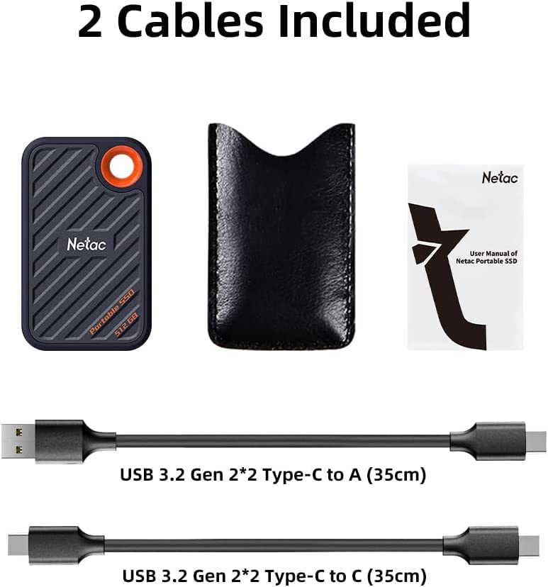 Netac 512Gb Extreme Portable Ssd External Solid State Drives Up To 2000Mb/S Read 1700Mb/S Write Speed, Usb 3.2 Gen.2 Business Tr