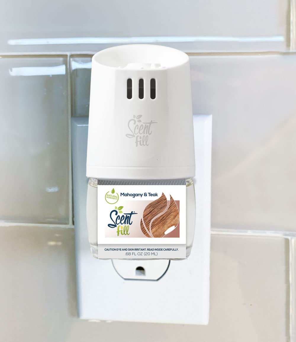 Scent Fill Mahogany & Teak Plug In Air Freshener, 4 Scented Oil Refills