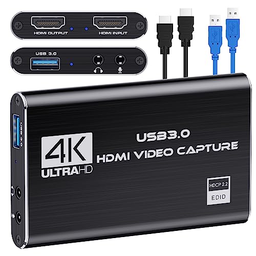 Digitnow Audio Video Capture Card,4K Hdmi Usb 3.0 Capture Adapter Video Converter 1080P 60Fps Portable Capture Device For Video 