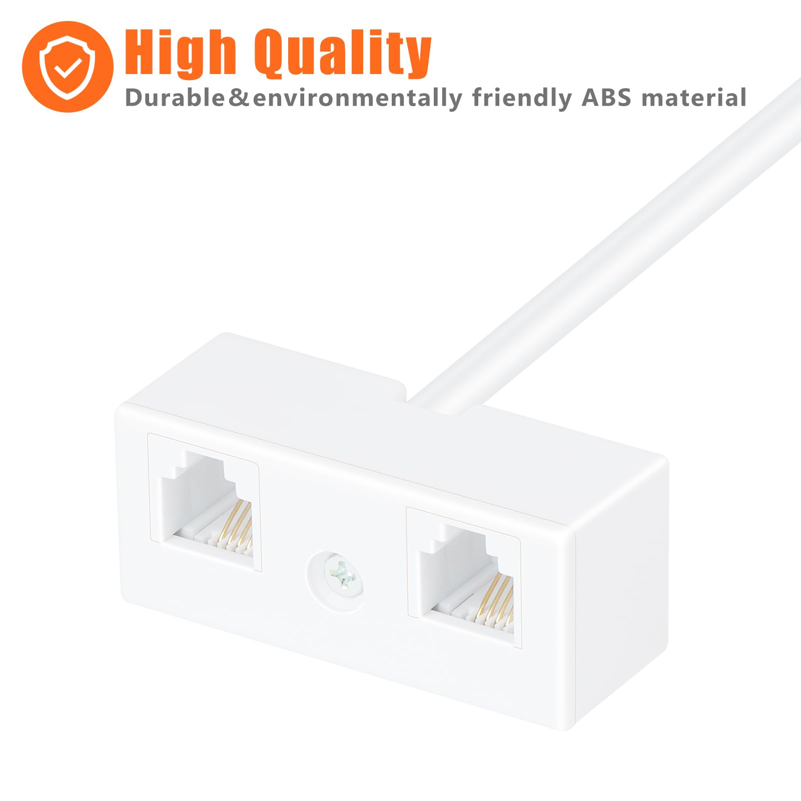 Lativu Phone Splitter For Landline, 2 Pack Phone Line Splitter, White Telephone Splitter 1 In 2 Out, Rj11 6P4C Splitter Male To