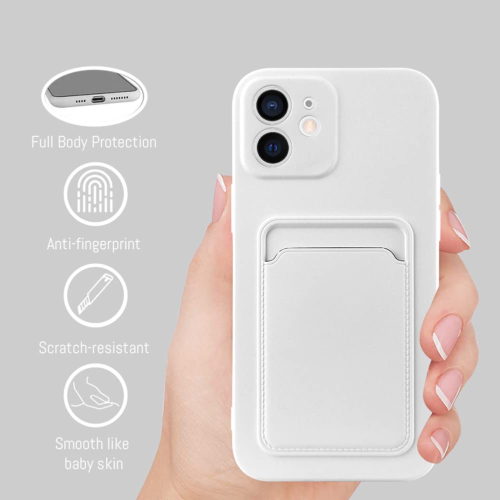 Mzelq Wallet Case For Iphone 12 (6.1 Inch), Card Holder Camera Protection Cover For Iphone 12 + Screen Protector, Soft Slim Card