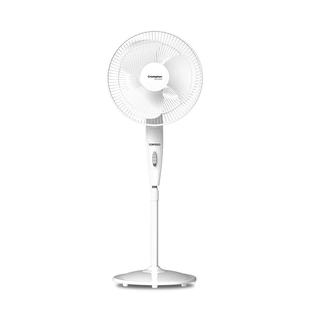 Crompton Highspeed Torpedo 400 Mm Pedestal Fan(Kd White) | Sturdy Base And Thermal Overload Protection For Safety And Durability