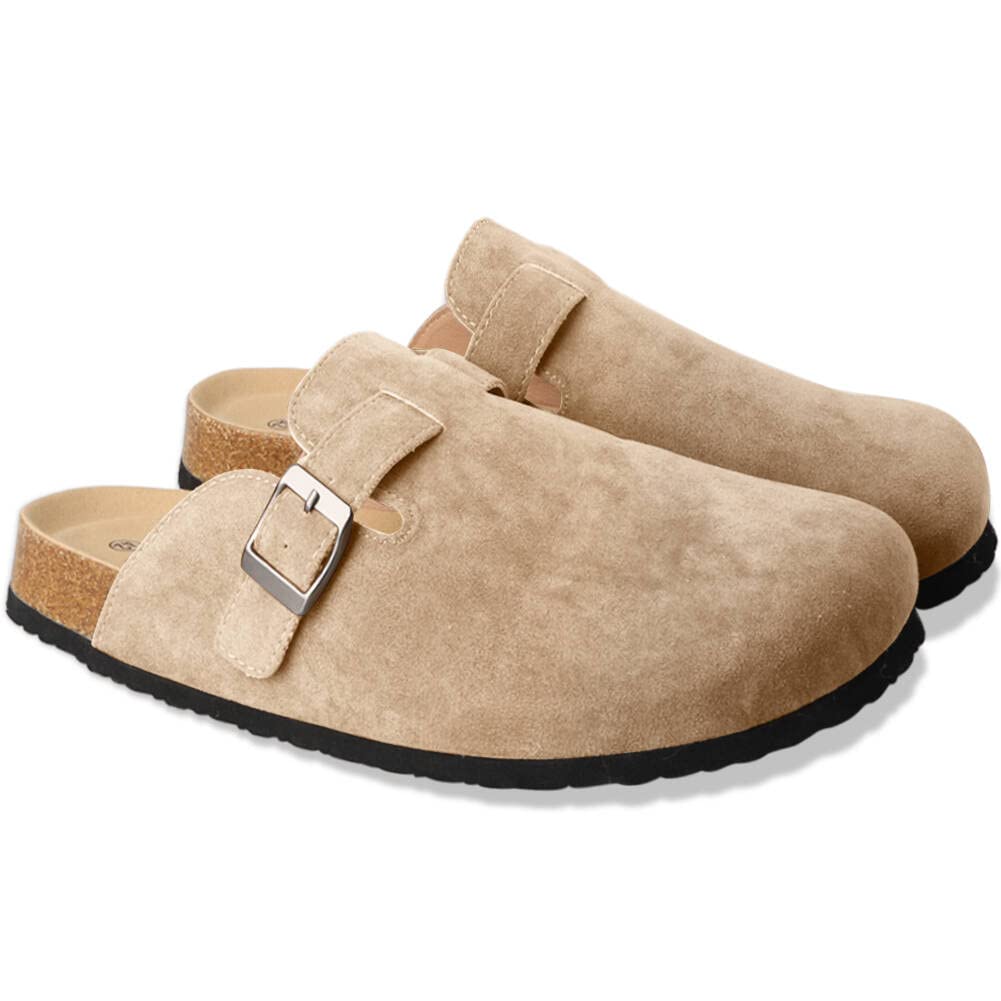Boston Clogs For Women Boston Clogs Dupes Suede Soft Leather Clogs Classic Cork Clog Antislip Sole Slippers Waterproof Mules Hou