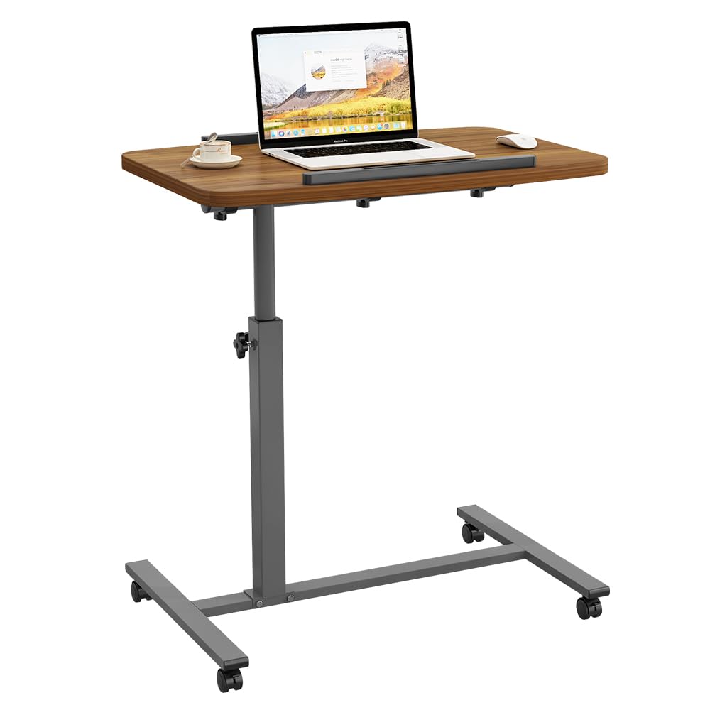 Laptop Table Mobile Adjustable Height Portable Desk Notebook Swivel PC Computer Rolling Desk with Wheels, Laptop Stand for Couch