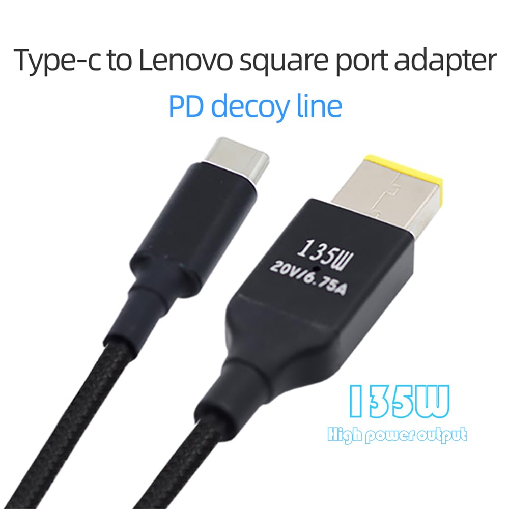 Cablecc 135W Dc20V 6.25A Usb-C Type-C To Dc Rectangle 11.0 * 4.5Mm Power Pd Charge Cable For Laptop