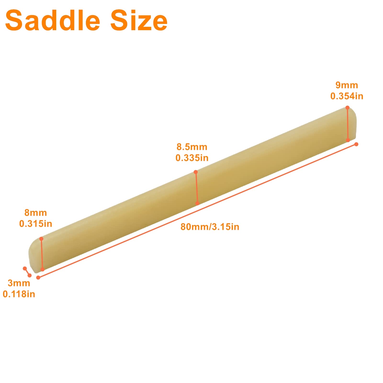 Miwayer Classical Guitar Bridge Unbleached Bone 6 Strings Saddle And Nut Made Of Real Natural Bone (Classical Bridges 2 Pair)