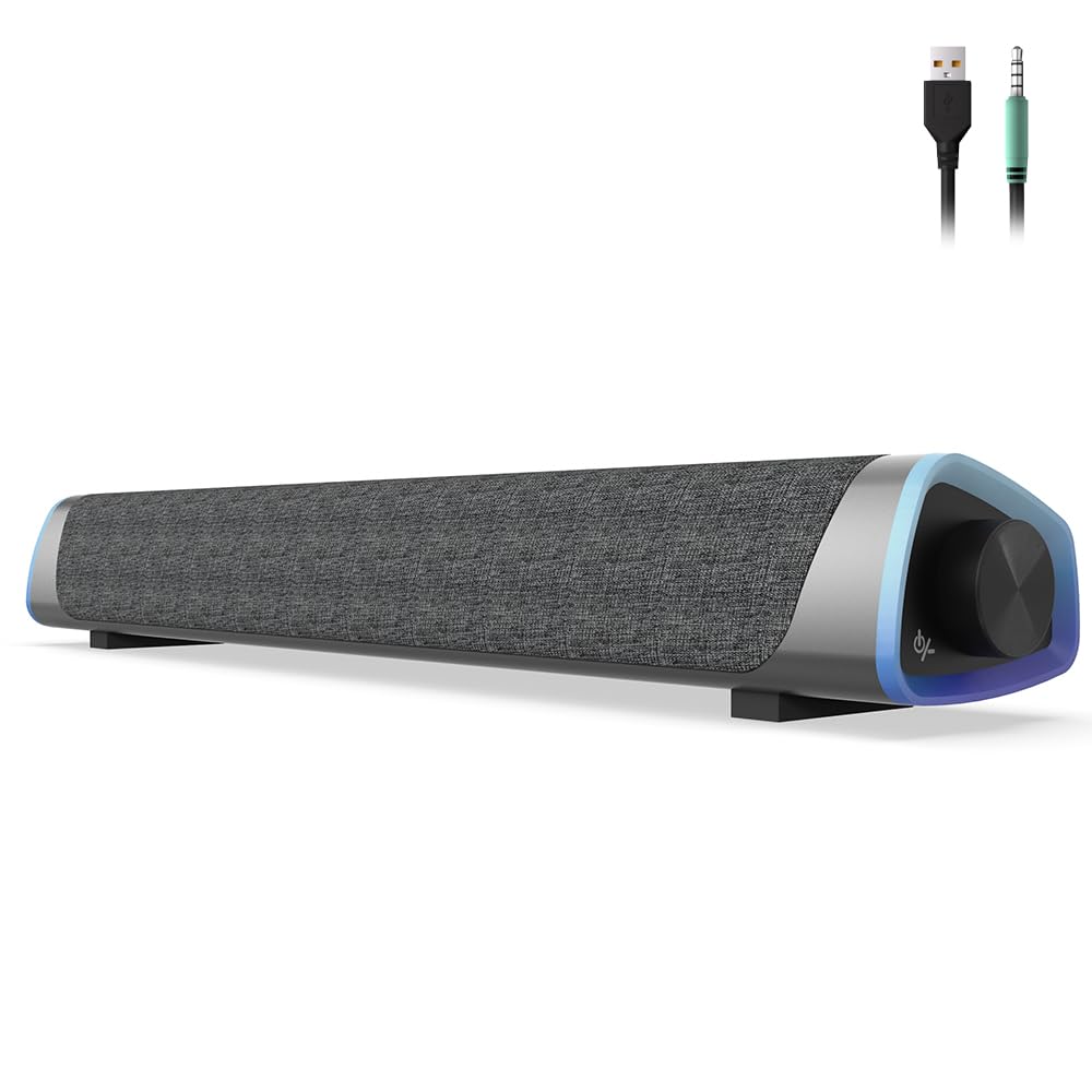 Soulion R30 Computer Speakers, Usb Powered Small Pc Speakers, Colorful Rgb Lights With Switch Button, Surround Sound Portable Co