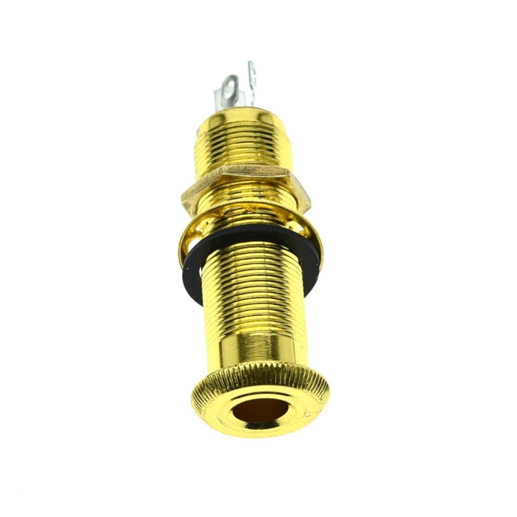 Kaish 6.35Mm Brass Mono Guitar Bass Barrel Jack Socket Cylinder Input Output Jack With 3 Pins Gold