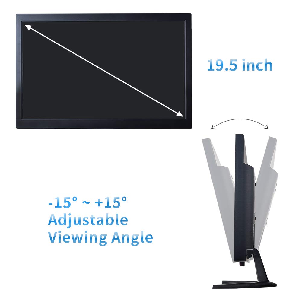 Cocar 19.5' Cctv Monitor, 16:9 1600X900 Bnc Monitor Bnc/Ypbpr/Vga/Hdmi/Audio In Out, Vesa Wall Mounting Tft Lcd Security Camera Monitor For Home Surveillance Systems Pc Stb Dvr