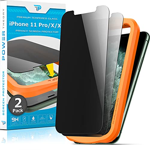 Power Theory Designed For Iphone X, Iphone Xs Privacy Screen Protector Tempered Glass Anti Spy Protection [9H Hardness], Easy In