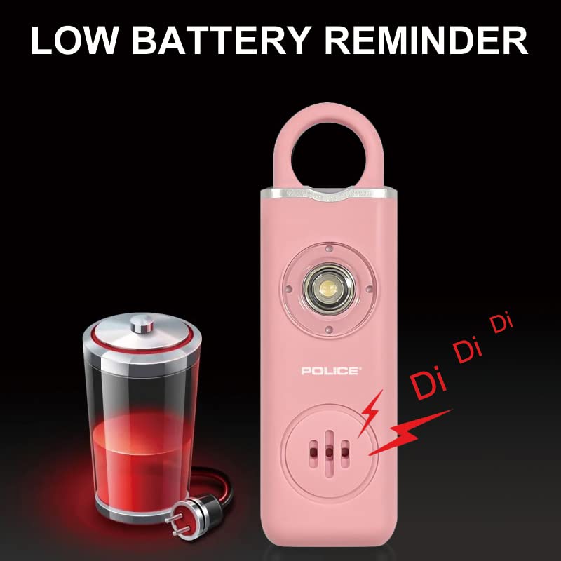 Police Personal Alarm Keychain For Women   130Db Siren Alarm, Led Flashlight With Strobe Light Rechargeable Safety Alarm   Pink