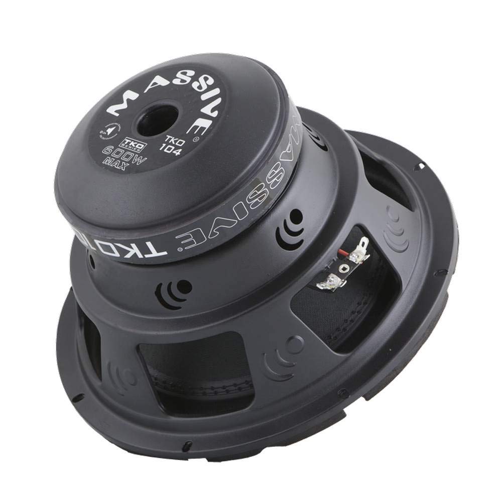Massive Audio Tko104 Tko Series. 10 Inch, 600 Watt, 8Mm Top Plate, Dual 4 Ohm Car Subwoofer. Sold Individually.