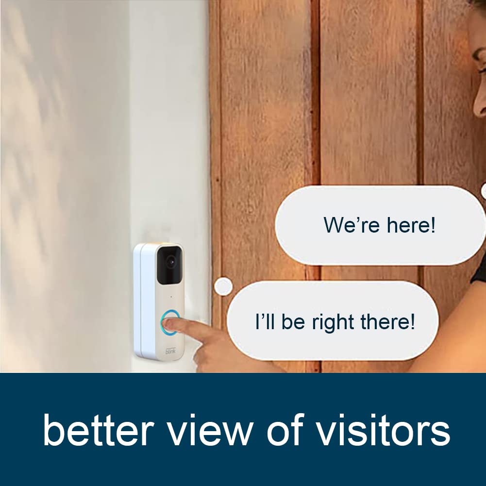 Blink Doorbell Mount, Adjustable (15 To 45 Degrees) Corner Mount, No Drill Mounting Bracket For Blink Doorbell Camera, Wide Viewing Angle Mount, White