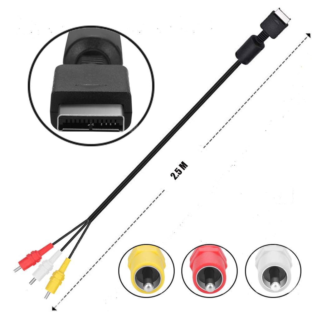 Ps2 Av Cable, Audio Video Cord For Ps2 Ps1 Ps3, Av To Rca Composite Audio Video, Tv Cord Compatible With Playstation 1/2/3(8.2Ft