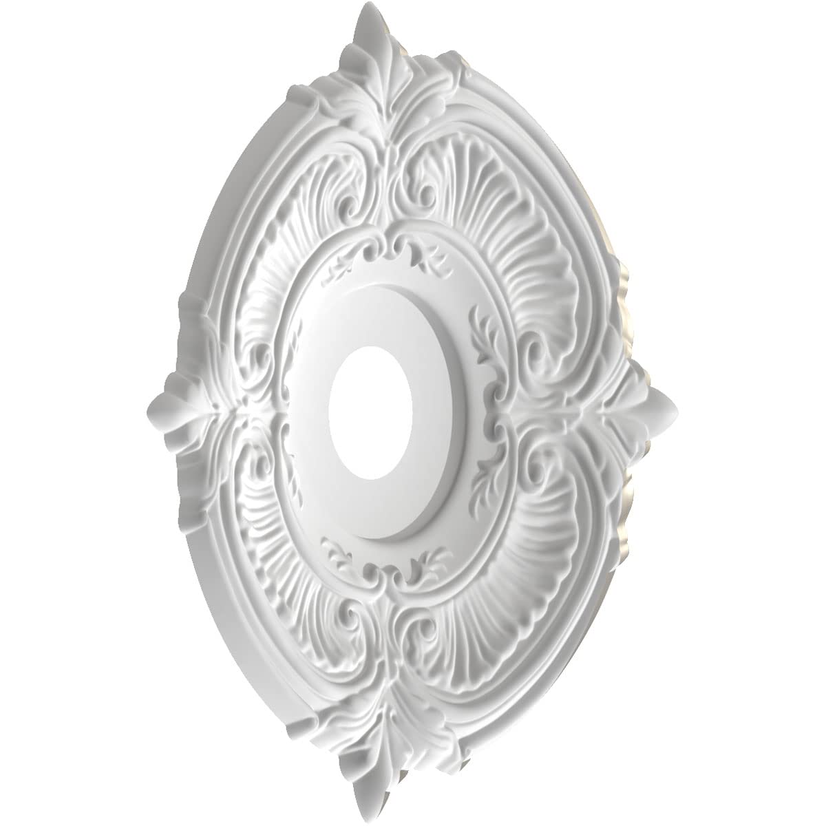 Ekena Millwork Cmp19Atbal Attica Thermoformed Pvc Ceiling Medallion (Fits Canopies Up To 6 3/4), 19Od X 3 1/2Id X 1P, Bright Coa