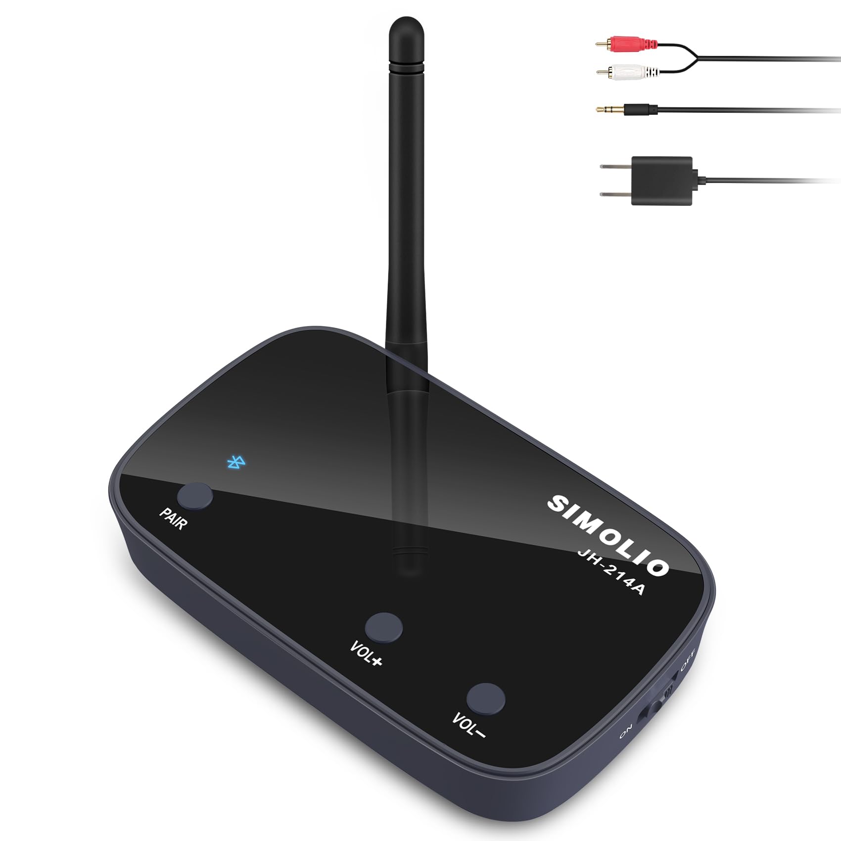 SIMOLIO Long Range Bluetooth Audio Adapter, HiFi Wireless Adapter for Home Stereo/Wired Speakers/Amplifier, Bluetooth to RCA 3.5