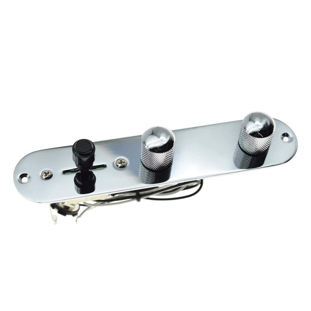 Dopro Loaded Control Plate Pre Wired 3 Way Control Plate With Wiring Harness For Fender Tele/Telecaster Guitars Chrome