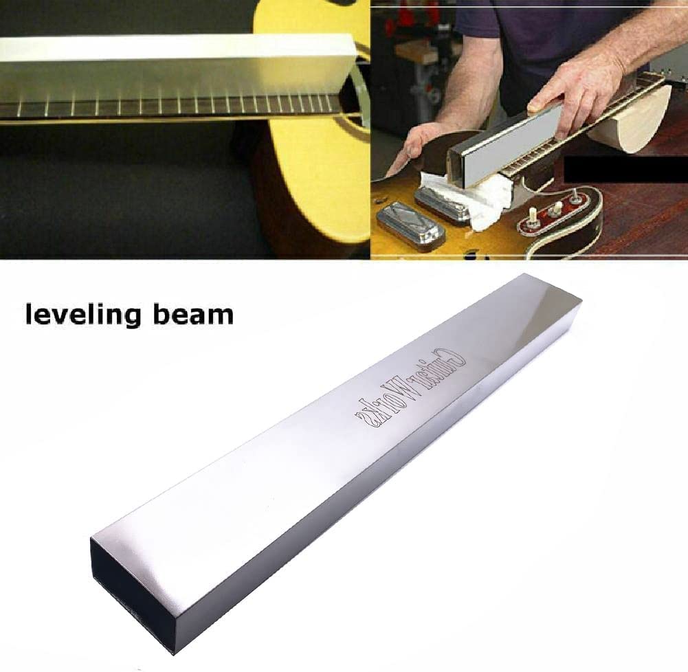 Jiayouy 4Pcs Luthier Tools Set Dual Scale Guitar Neck Notched Straight Edge String Action Gauge Ruler Fret Rocker Fret Leveling