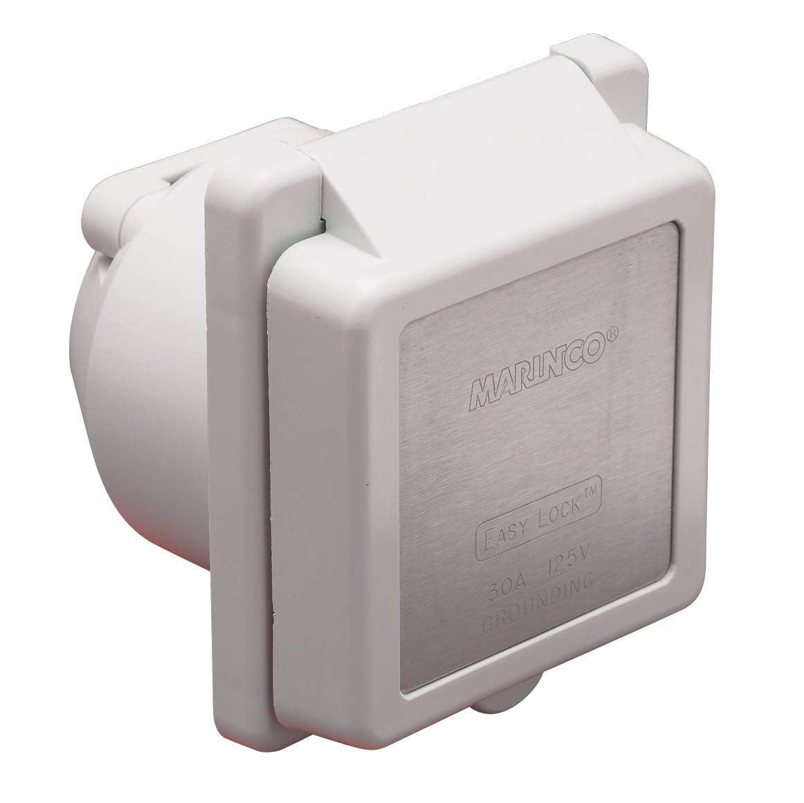 Marinco 301EL-B Inlet, 30A 125V, Square, White