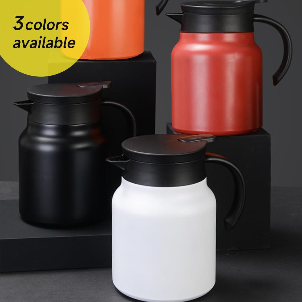 34Oz Thermal Coffee Carafe,Tea Pot 316 Stainless Steel, Double Wall Vacuum Coffee Carafe | Hot & Cold Retention | Bpa Free (Whit