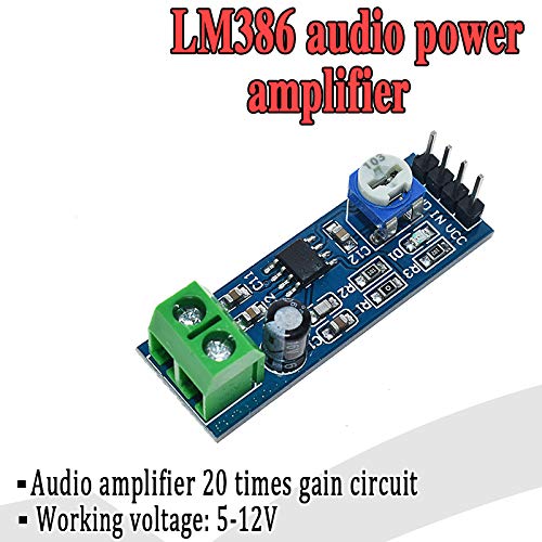 QEBIDUM 6pcs Mini LM386 Audio Power Amplifier Module - 200x Gain, 5V-12V Input, Adjustable Resistance for Guitar AMPS