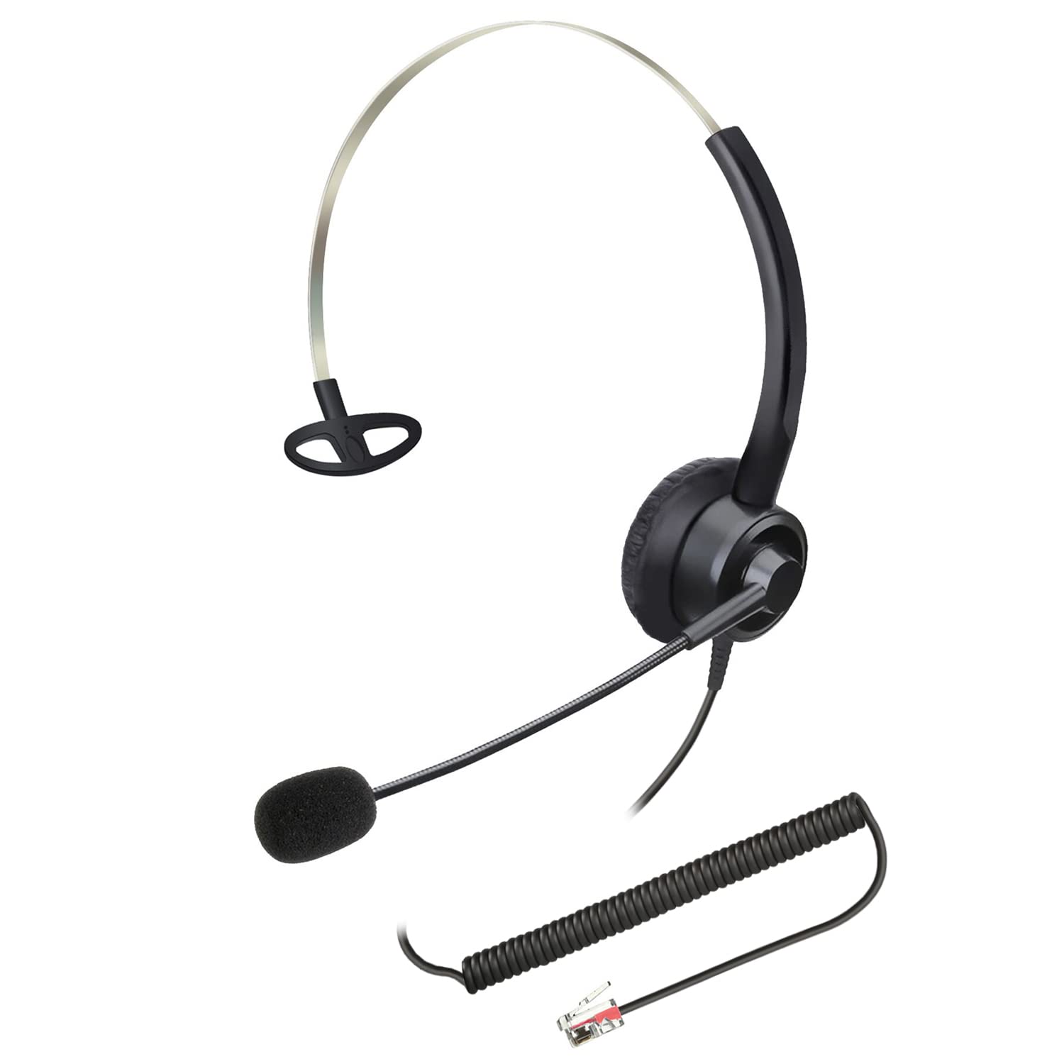 Phone Headsets Rj9 With Noise Cancelling Microphone, Corded Office Telephone Headset Compatible With Polycom Vvx201 Vvx250 Vvx35