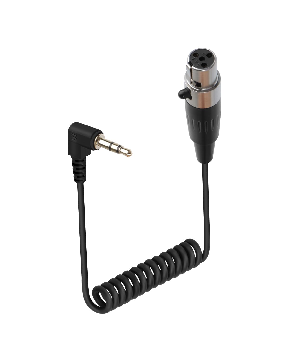 RIIEYOCA 3.5mm to Mini XLR Coiled Cable, Right Angle 4 Pin Mini XLR Female to 1/8 Inch mini Jack TRS Stereo Male Microphone Audi