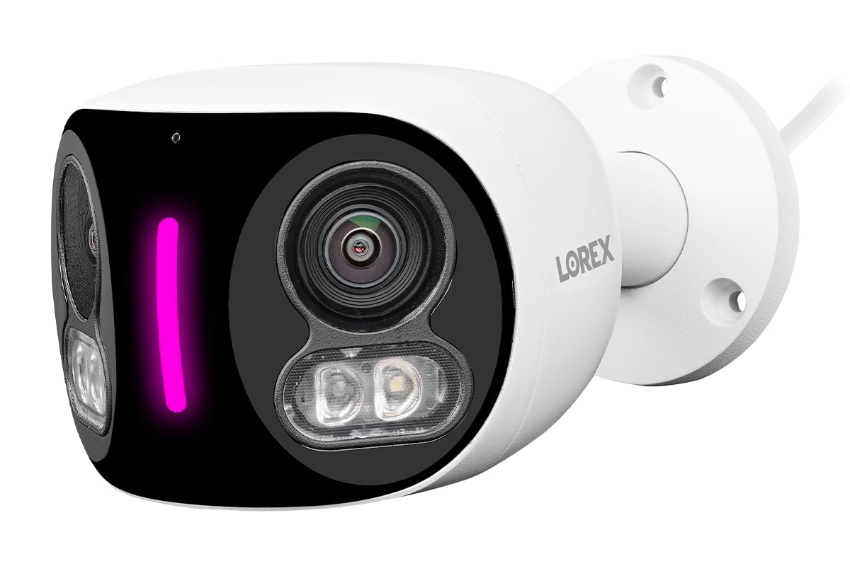 Lorex 4K 8Mp Ip Wired Dual Lens Add On Outdoor Security Camera   Smart Security Lighting, Smart Motion Detection, 180� Panoramic View, Auto Framing, Color Night Vision, 2 Way Talk, Requires Recorder